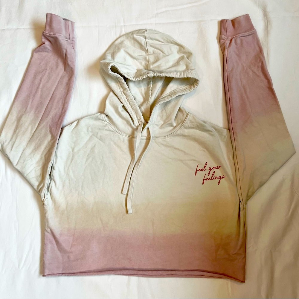PURE VIDA Ombré Crop Top Hoodie Size Small